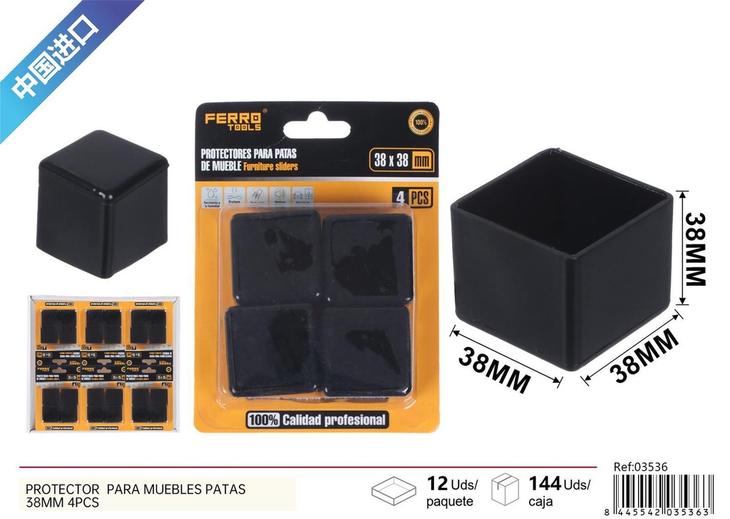 Protector para muebles patas 38mm 4pcs - Ferretería y hogar