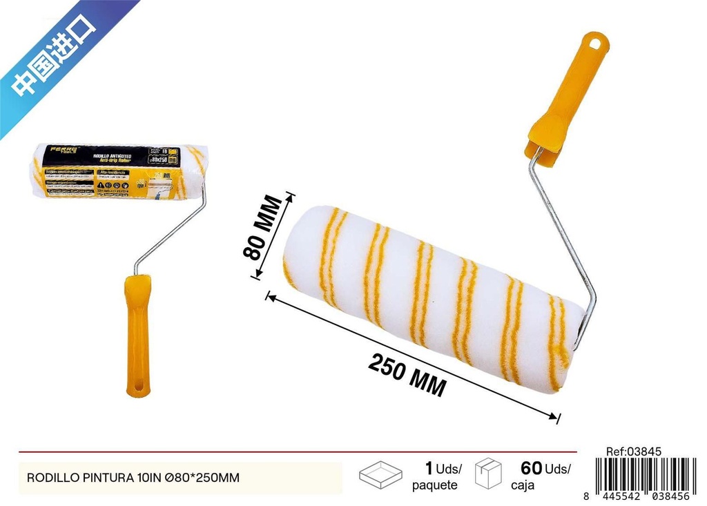 Rodillo de pintura 10in Ø80x250mm para aplicación de pintura