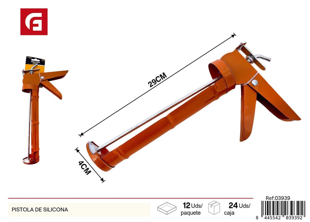 Pistola de silicona 300g color naranja - Herramientas de ferretería y adhesivos