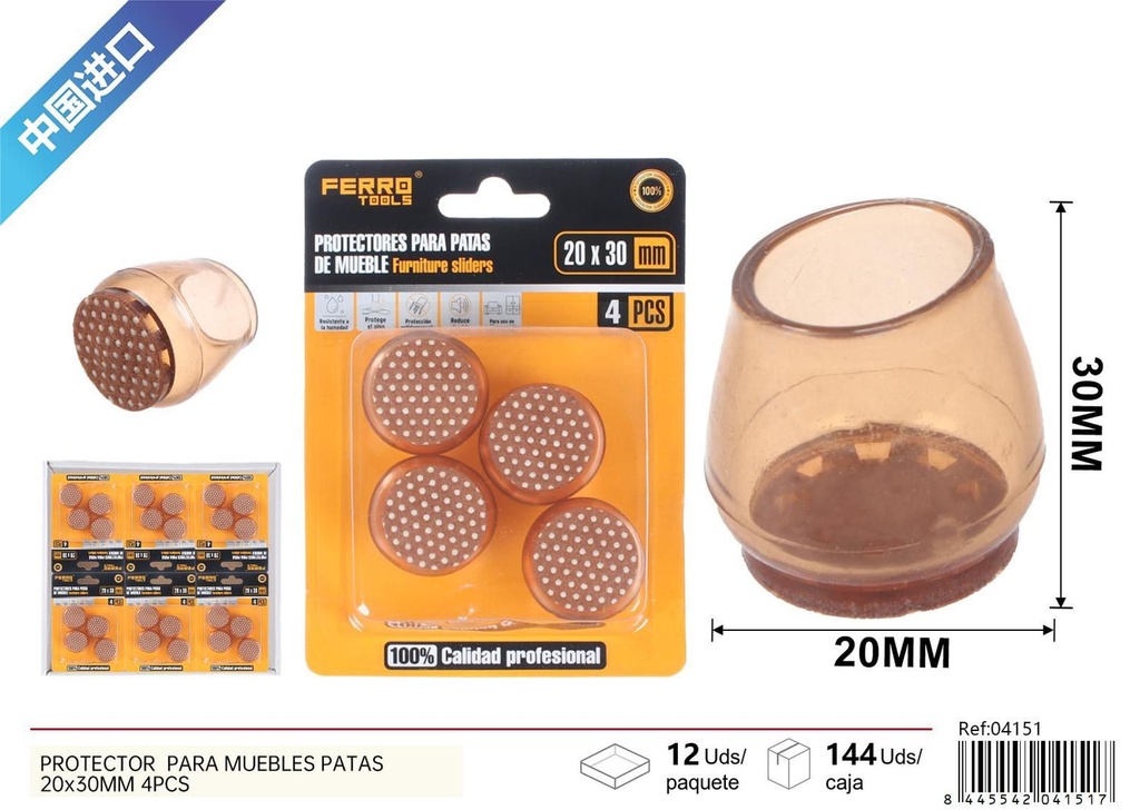 Protector para muebles patas 20x30 mm - Ferretería y hogar