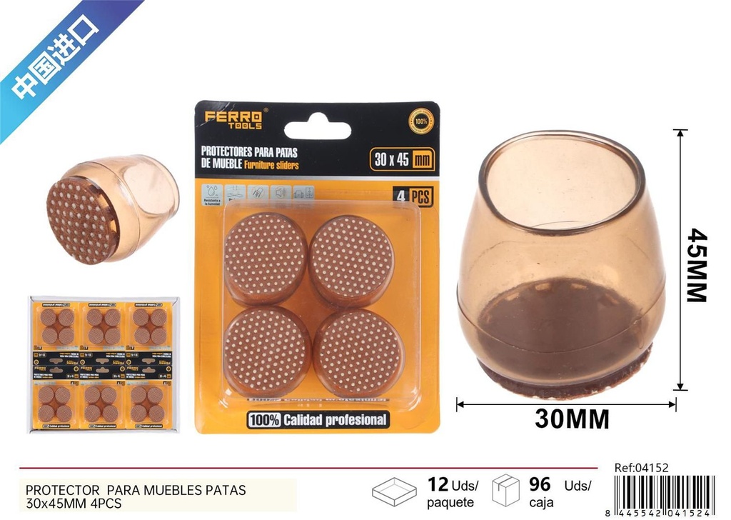 Protector para muebles patas 30*45mm 4 piezas - Accesorios de ferretería