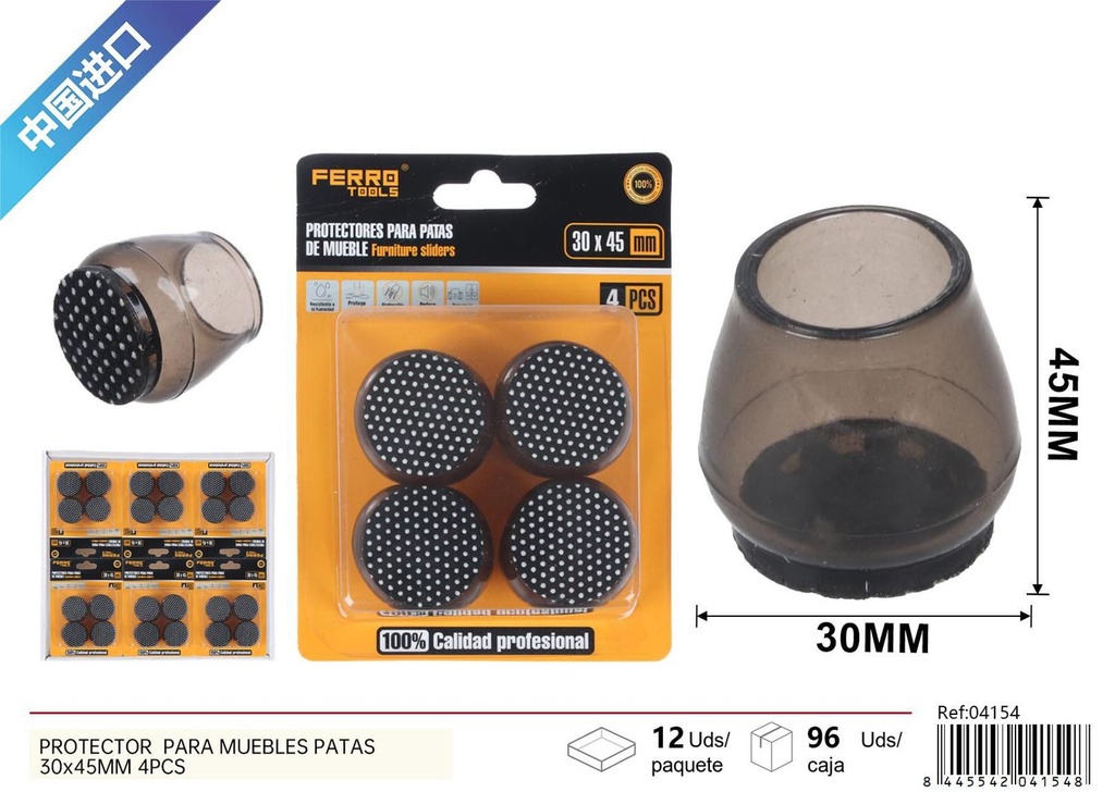 Protector para muebles patas 30*45mm 4 piezas - Accesorios de ferretería