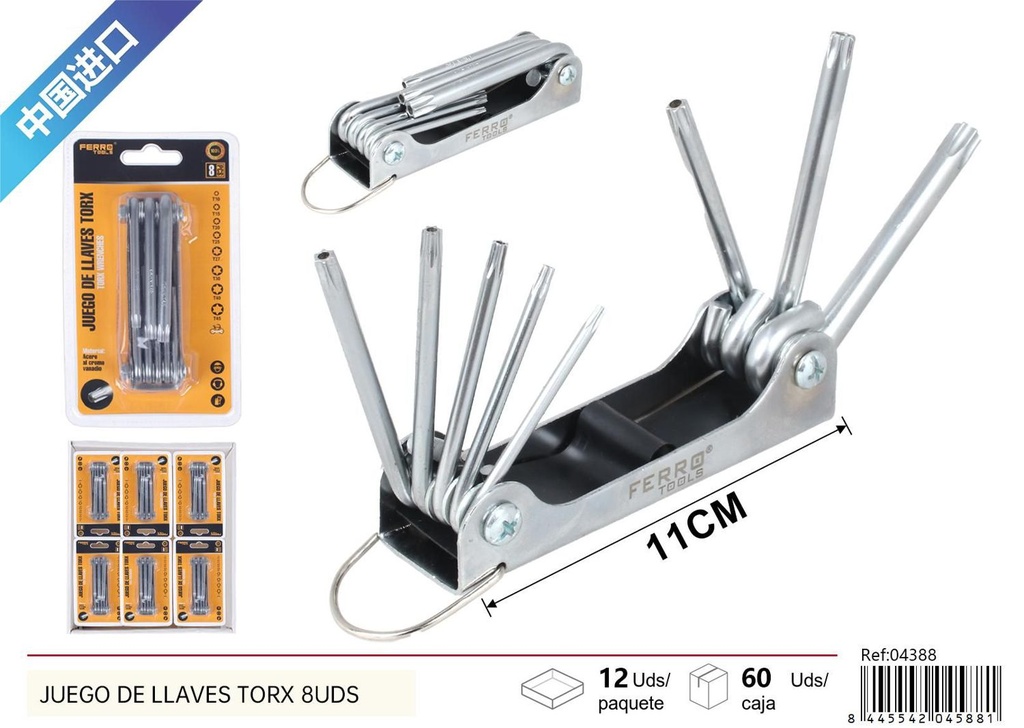 Juego de llaves Torx 8pcs con llaves Allen para mecánica y bricolaje