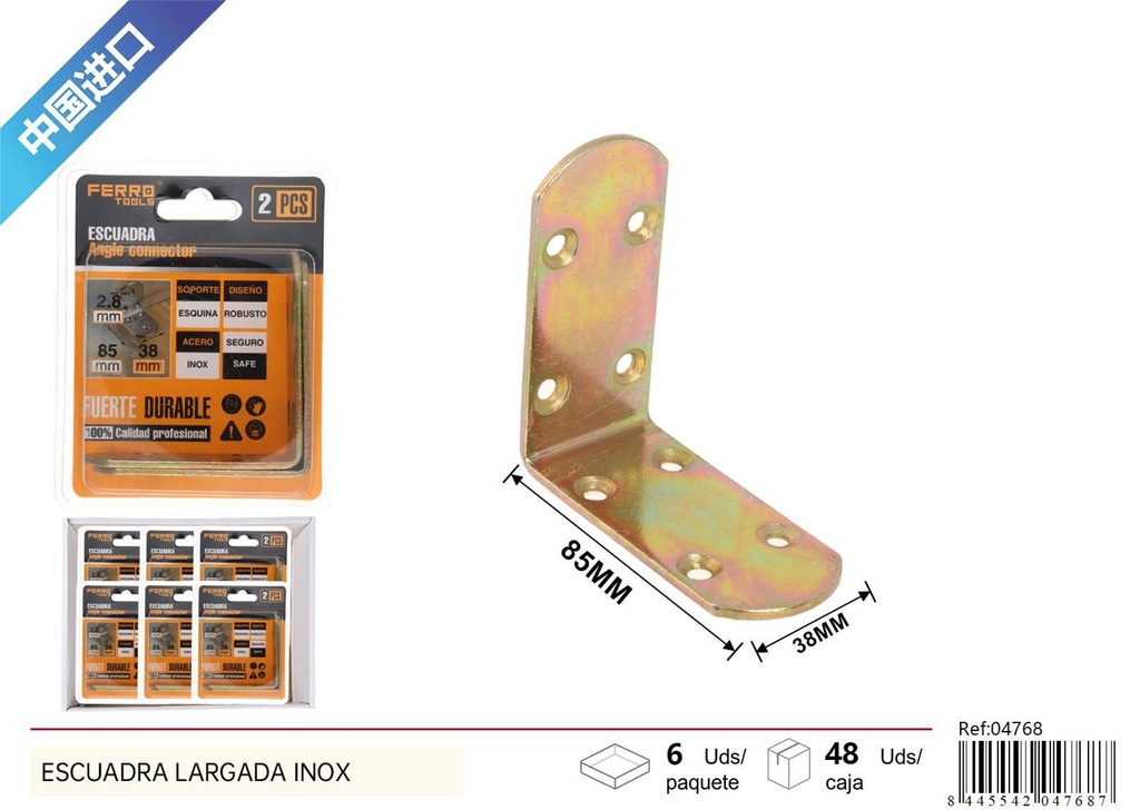 Escuadra redonda 2.8mm 85x85x38mm 2pcs para soportes