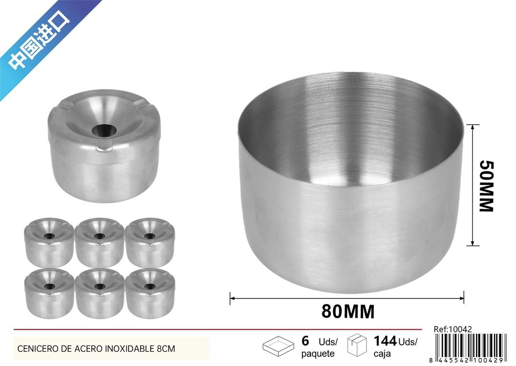 Cenicero de acero inoxidable 8cm para fumadores