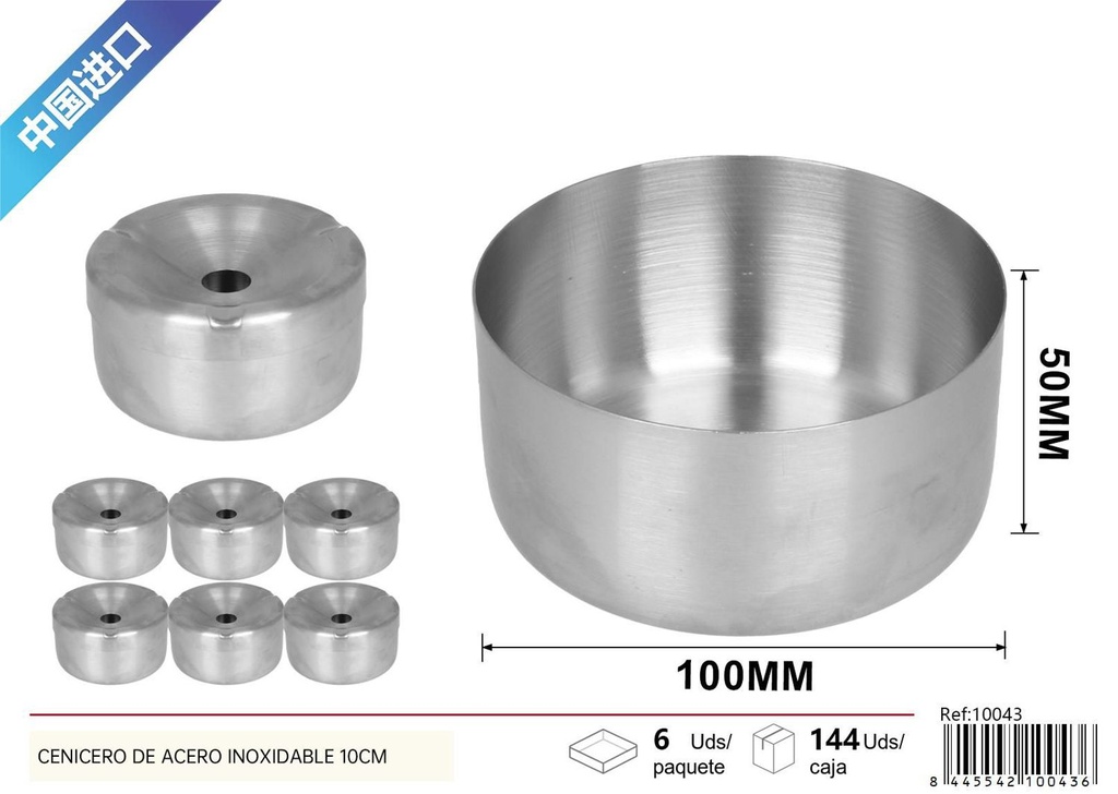 Cenicero de acero inoxidable 10cm para fumar