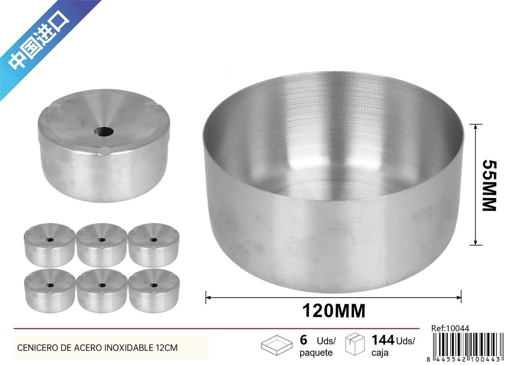 Cenicero de acero inoxidable 12cm para fumadores