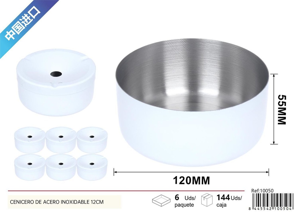 Cenicero de acero inoxidable 12cm para artículos de fumador