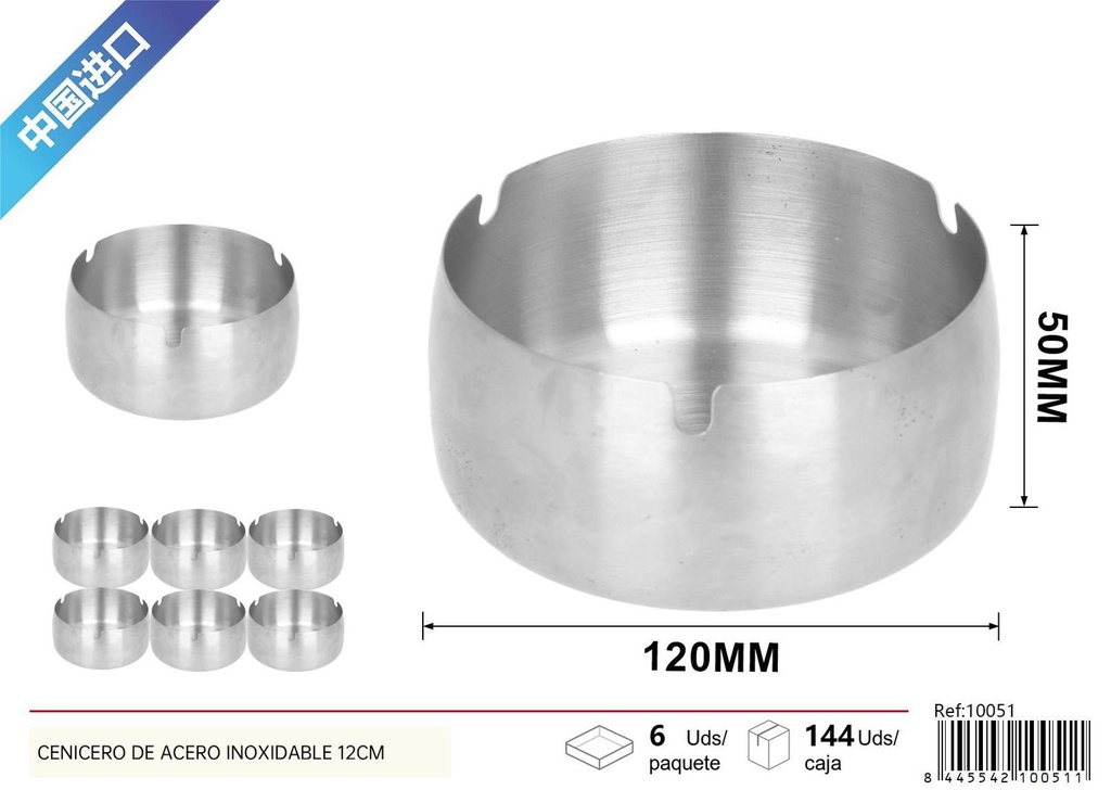 Cenicero de acero inoxidable 12cm - Artículo de fumador