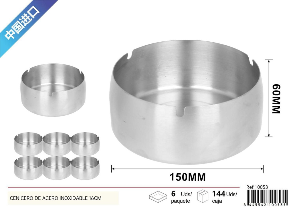 Cenicero de acero inoxidable 16 cm - Artículos de fumador