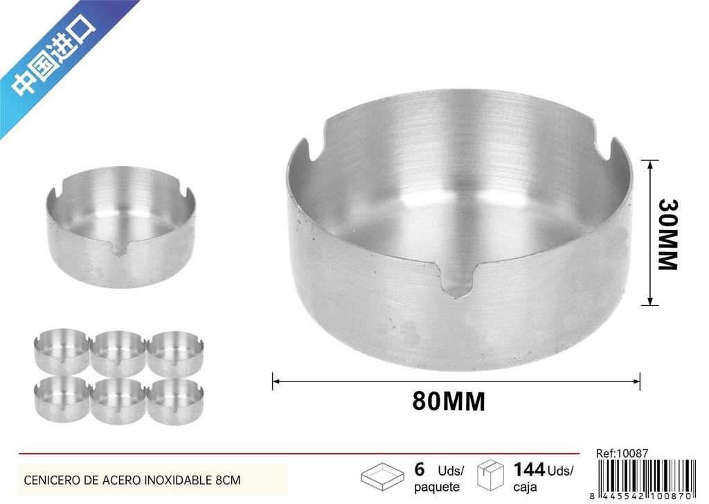 Cenicero de acero inoxidable 8cm