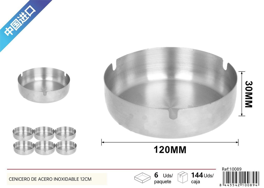 Cenicero de acero inoxidable 12cm para fumadores