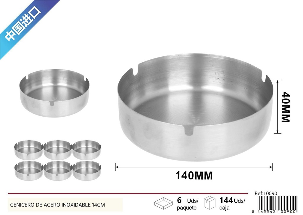 Cenicero de acero inoxidable 14cm para fumadores