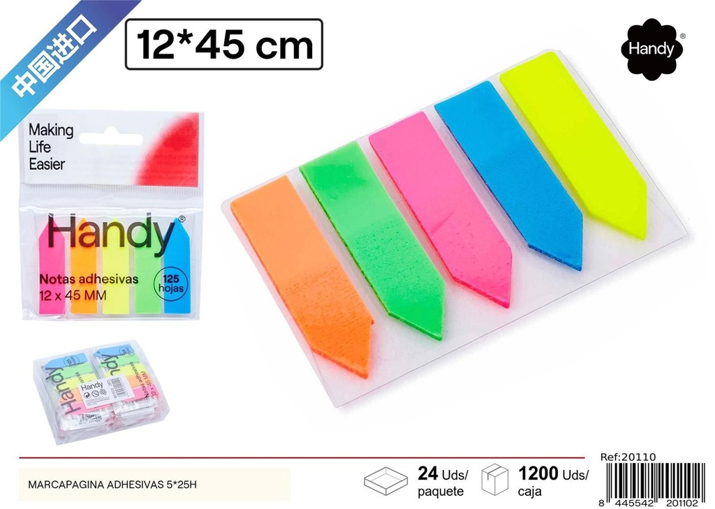 Marcapáginas adhesivas 5 puntas 5x25 h - Material de oficina