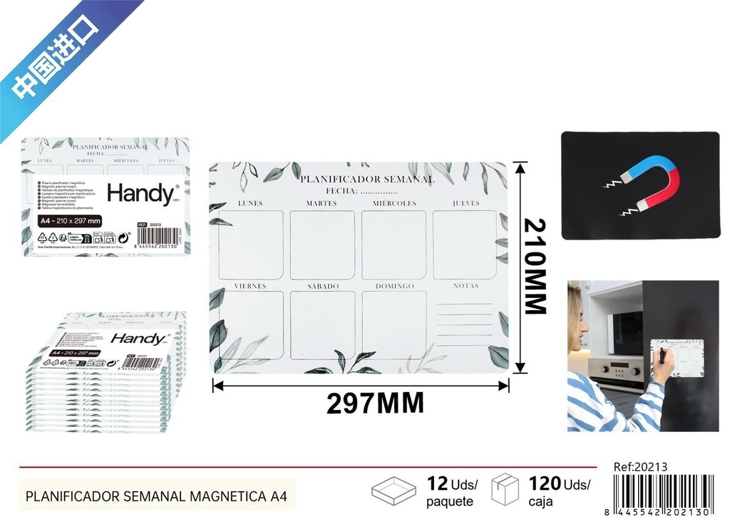 Planificador semanal magnético A4 0.5mm - Novedades y organización