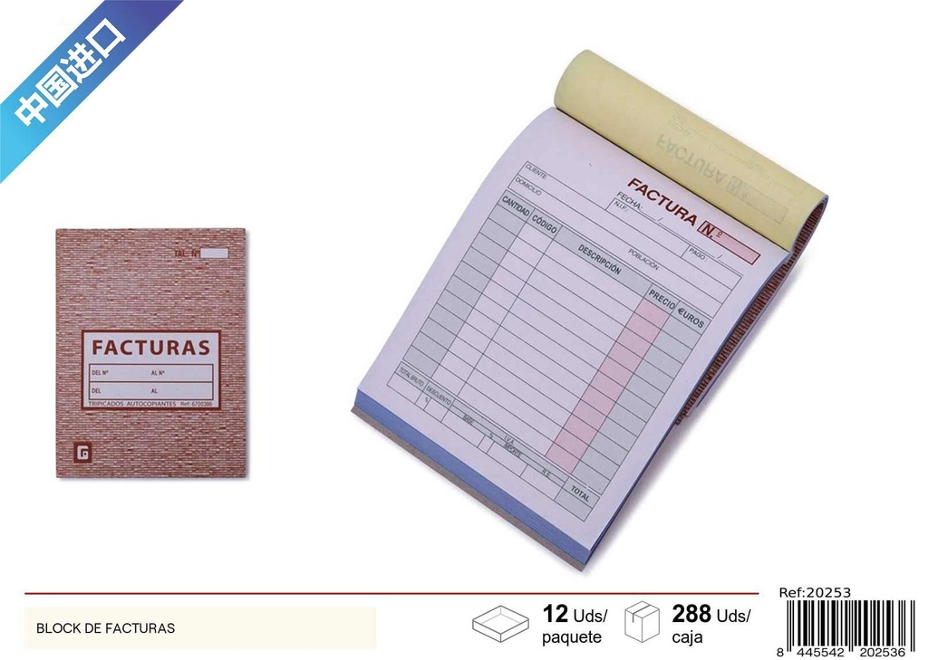Block de facturas triplicado 25 - Material de oficina