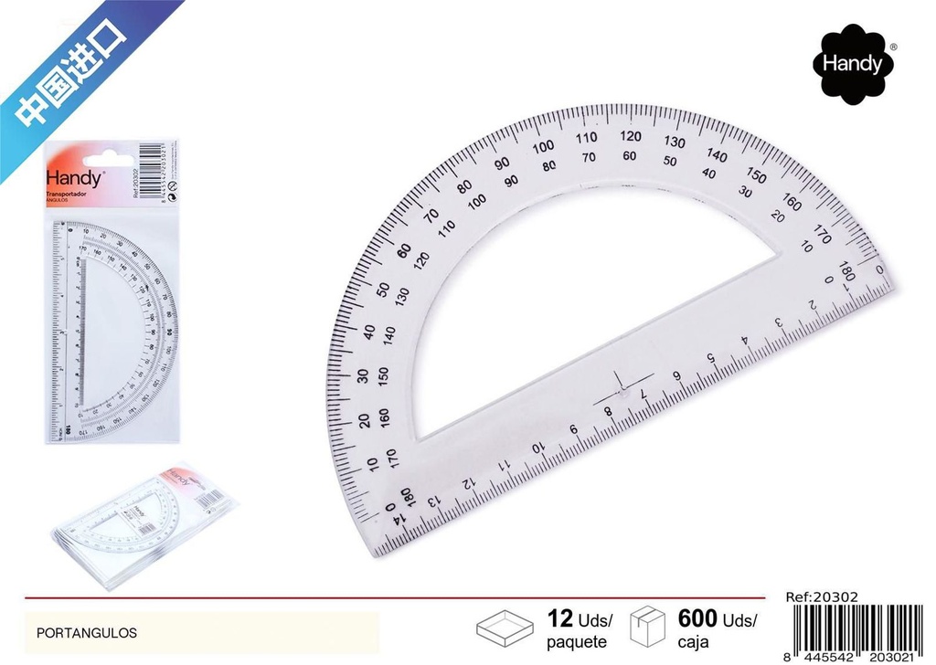 Portángulos 15cm transparente para mediciones