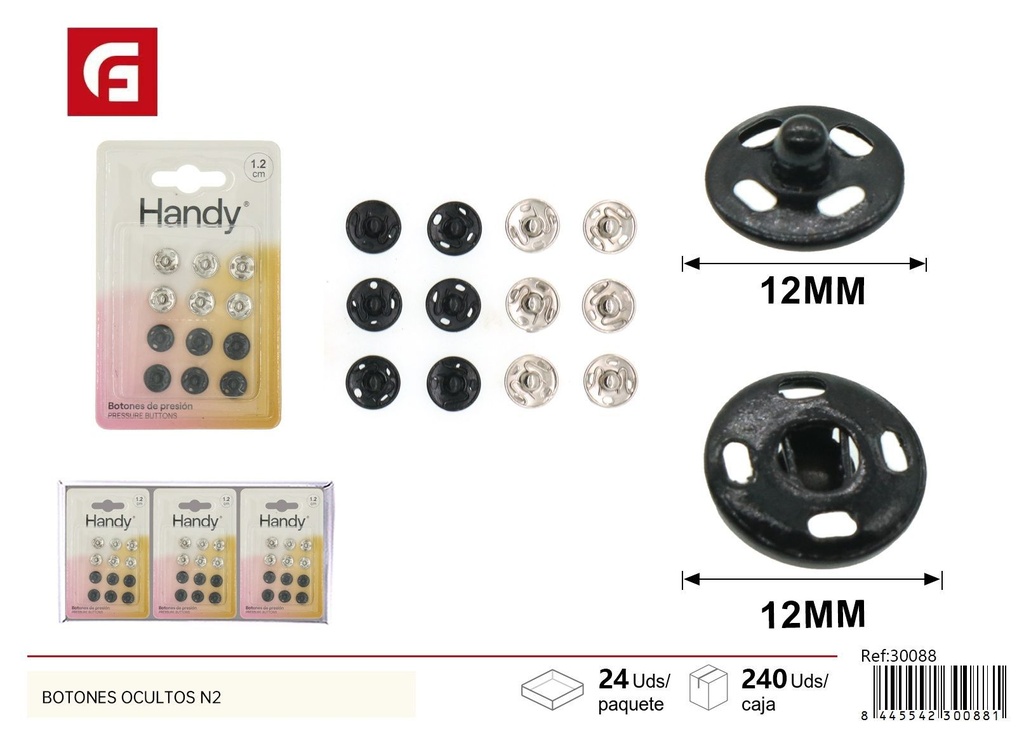 Botón automático Nº2 12pcs - Accesorios de mercería