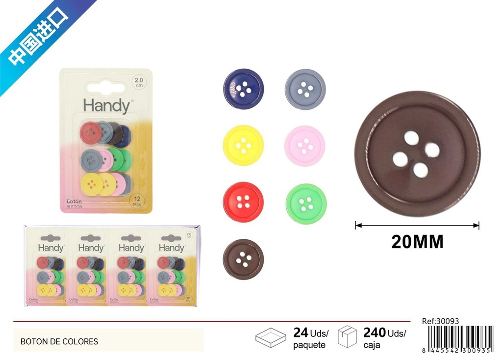 Botón de colores 32mm - Accesorios de costura y botones