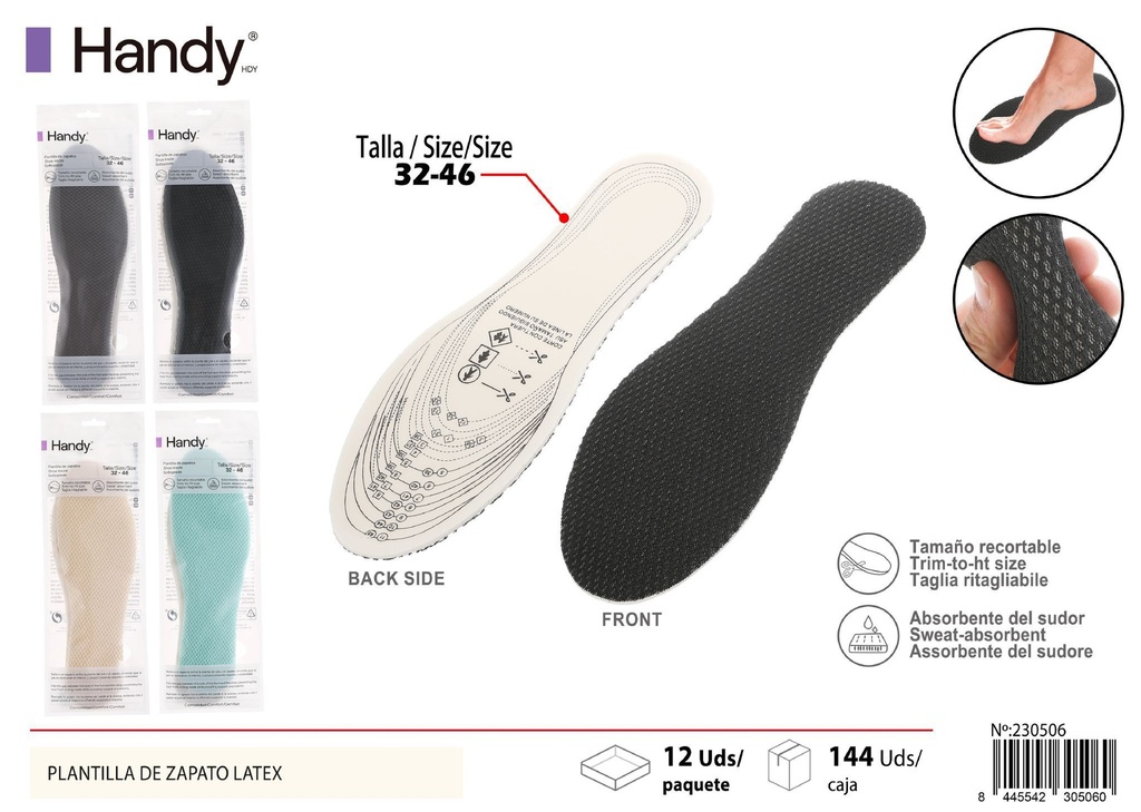 Plantilla de zapato de látex con malla sandwich 32-46 - Confort y accesorios para calzado