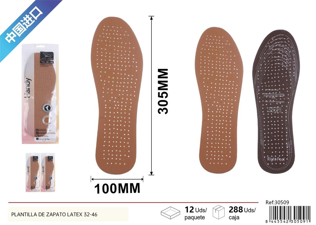 Plantilla de zapato de látex de cuero 32-46 - Insoles y comodidad para calzado