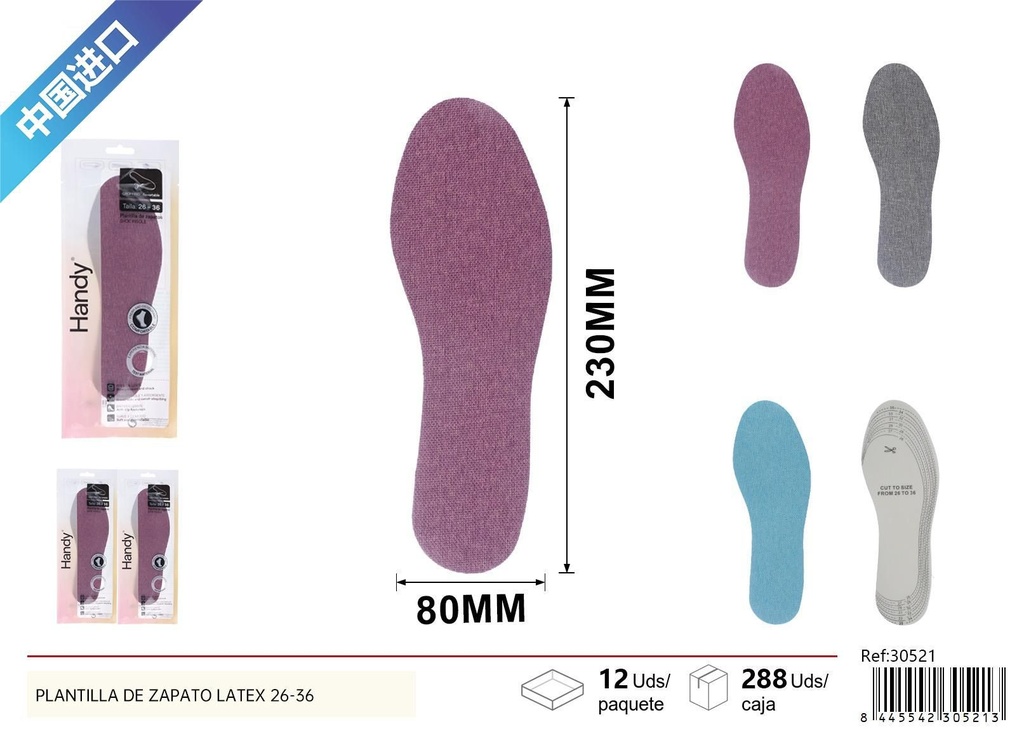 Plantilla de zapato de látex infantil color brillante para tallas 26-36 - Plantillas para niños