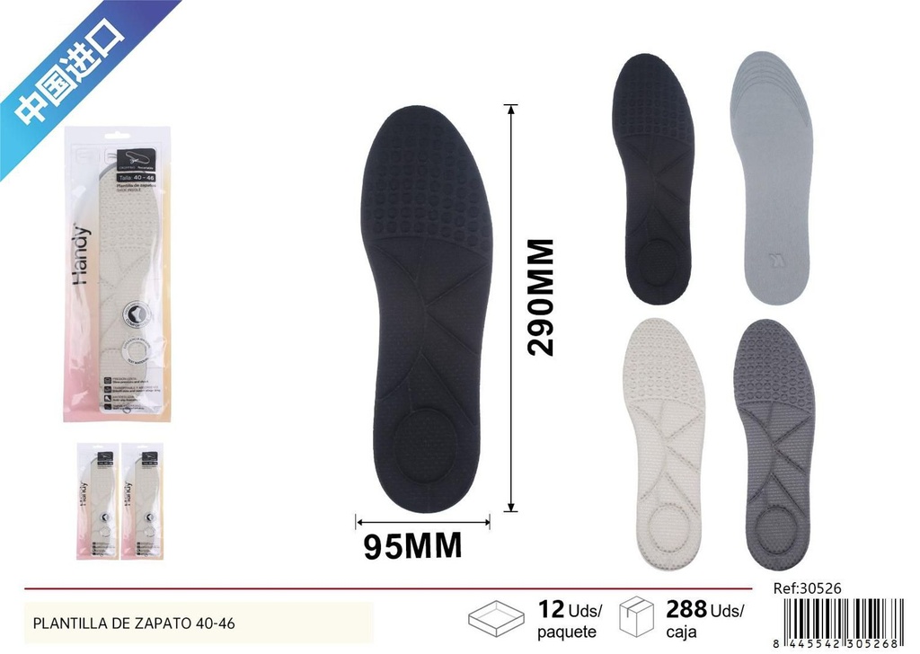 Plantilla de zapato 40-46 para comodidad y soporte