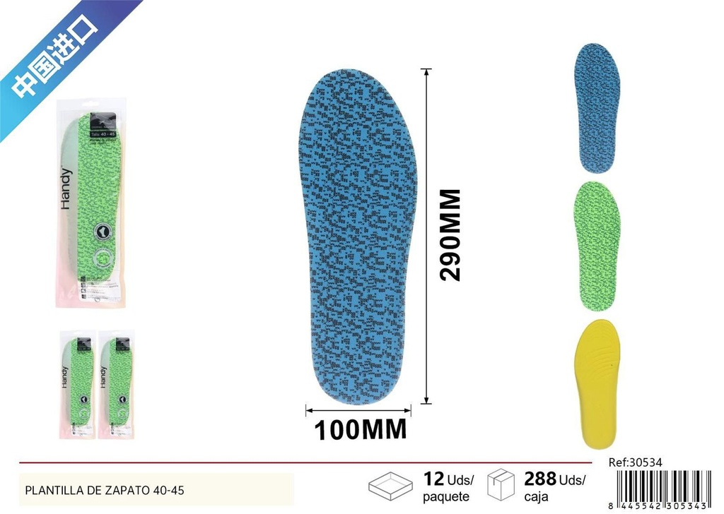 Plantilla de zapato 40-45 para comodidad