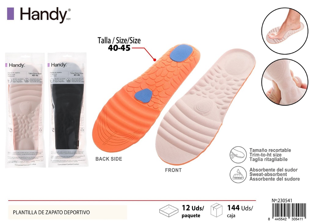 Plantilla de zapato deportivo con doble amortiguación (tallas 40-45) - Accesorios de calzado