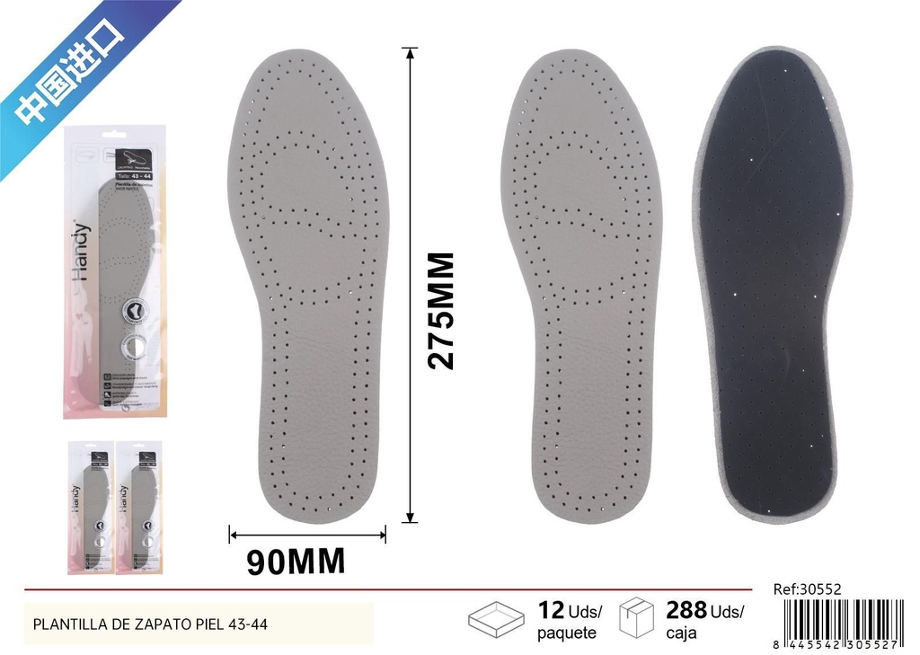 Plantilla de piel para zapato de hombre 43-44 - Accesorios de calzado