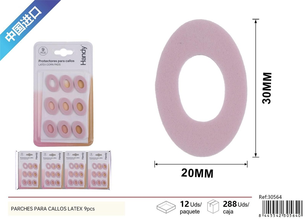 Parches de latex para callos grandes color rosa 9 piezas - Accesorios de calzado