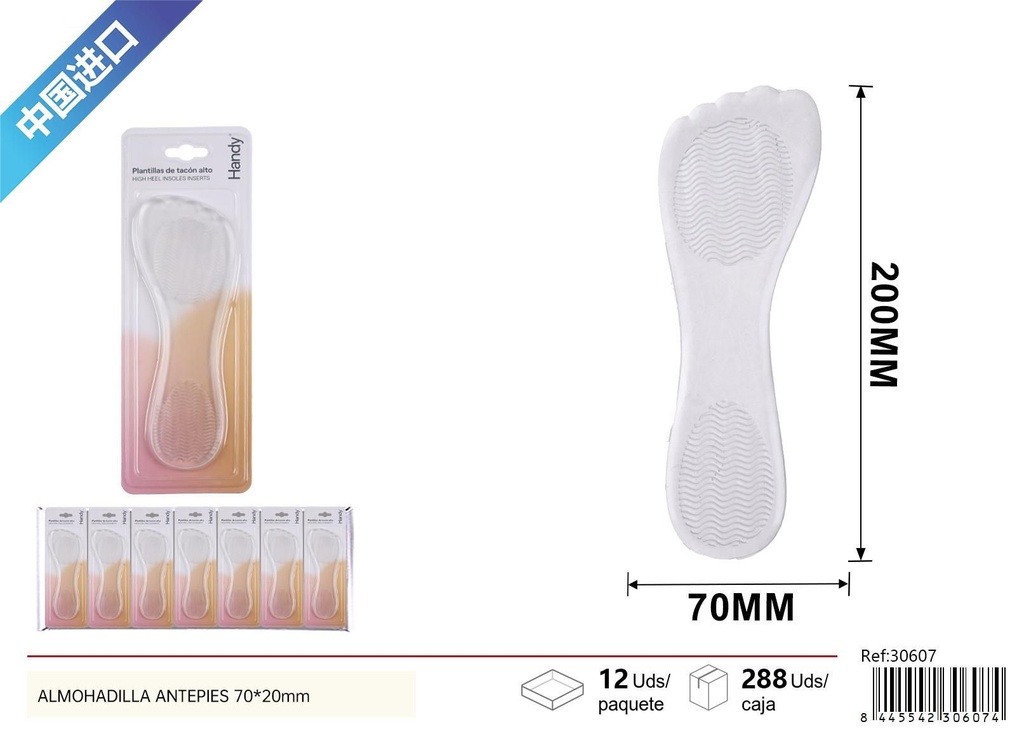 Almohadilla de piel con textura de lichi para antepiés 7*20 - Comodidad para el pie