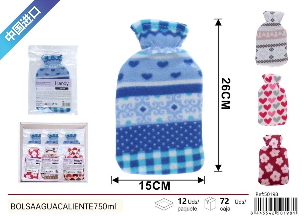 Bolsa de agua caliente 750ml con 45% goma para calor