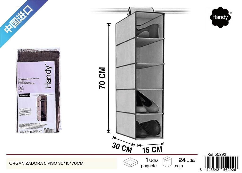 Organizador de 5 pisos 30x15x70cm para almacenamiento