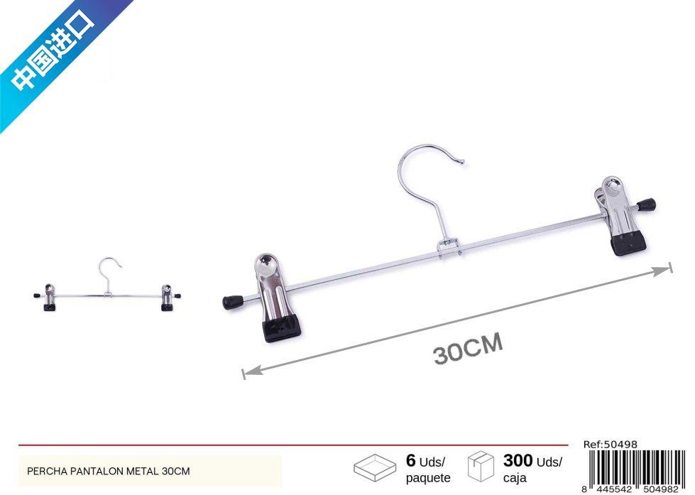 Percha pantalón metal 30cm para almacenamiento y organización
