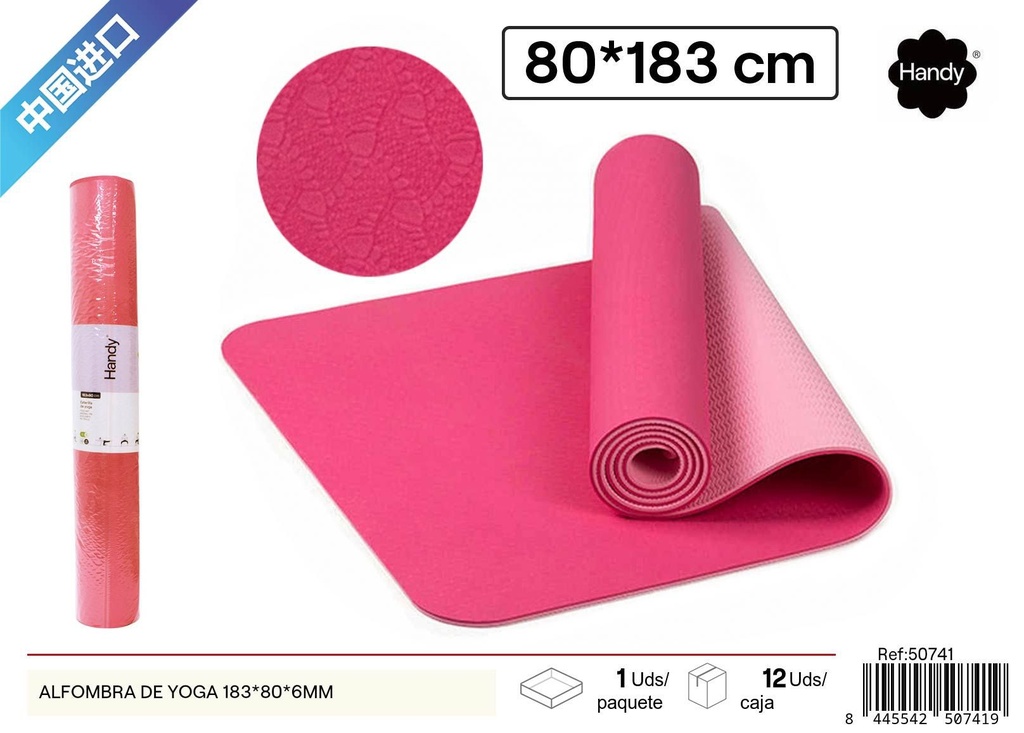 Alfombra de yoga TPE de dos colores rosa 183 x 80 x 6 mm - Equipamiento fitness y accesorios