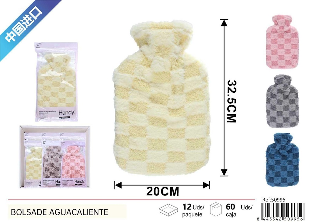 Bolsa de agua caliente con diseño de animales gris