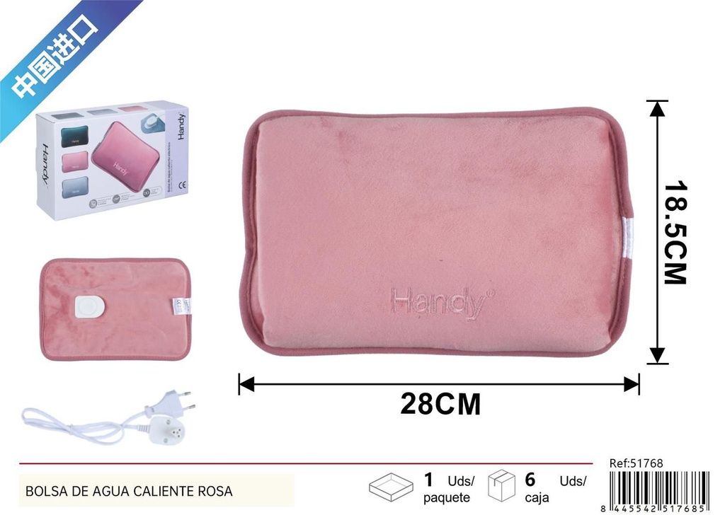 Bolsa de agua caliente eléctrica rosa para calentar