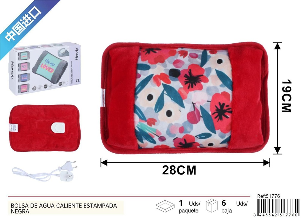 Bolsa de agua caliente estampada roja - Artículos de novedad