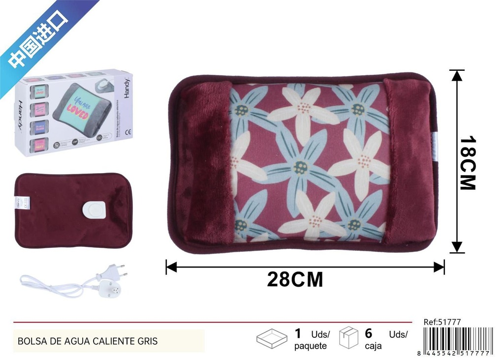 Bolsa de agua caliente estampada morada - Artículos de novedad