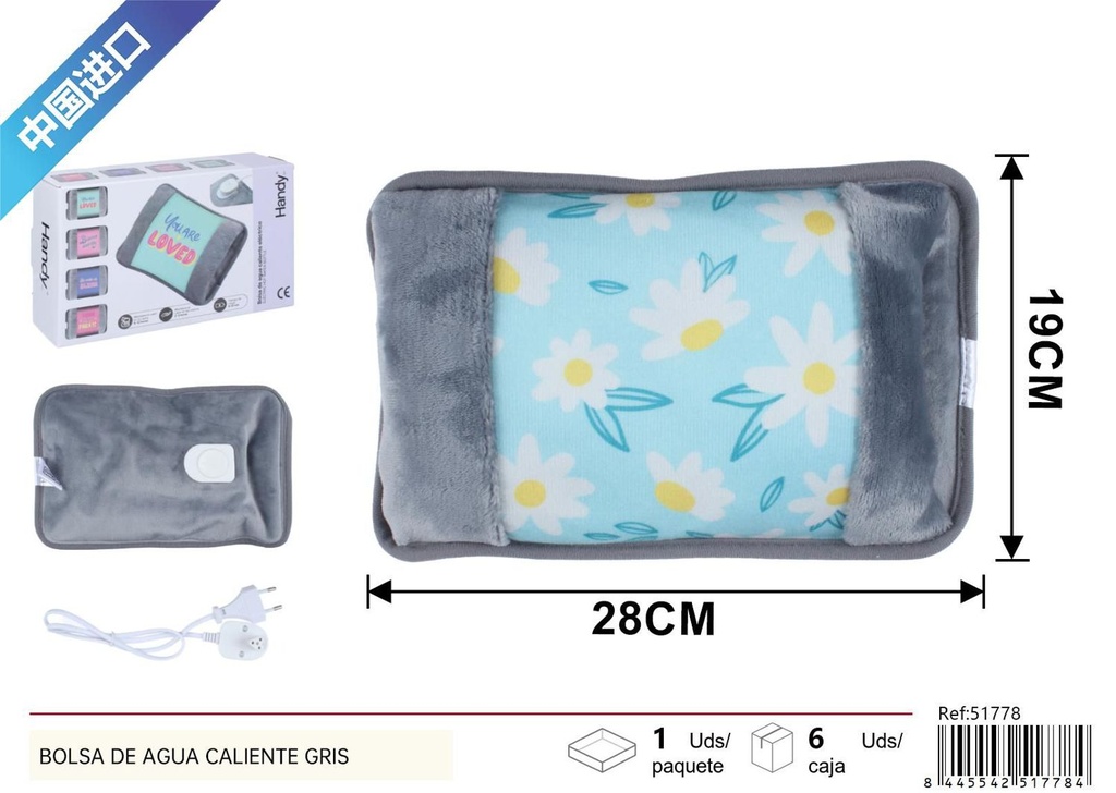 Bolsa de agua caliente estampada gris - Artículos de novedad