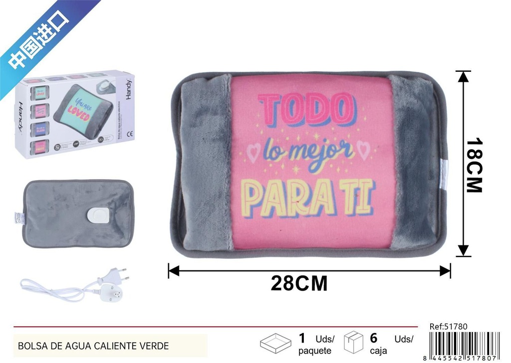 Bolsa de agua caliente eléctrica con diseño gris