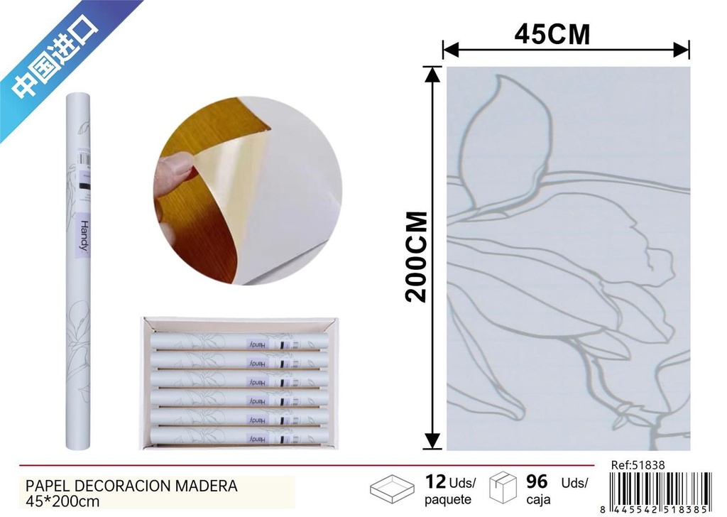 Papel decorativo estampado 45*200 cm - Papel tapiz autoadhesivo de diseño