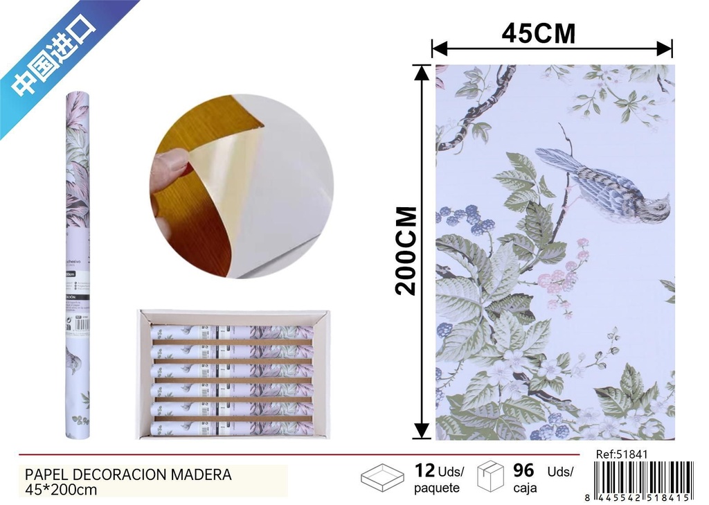Papel decorativo estampado 45*200 cm - Papel tapiz decorativo para el hogar