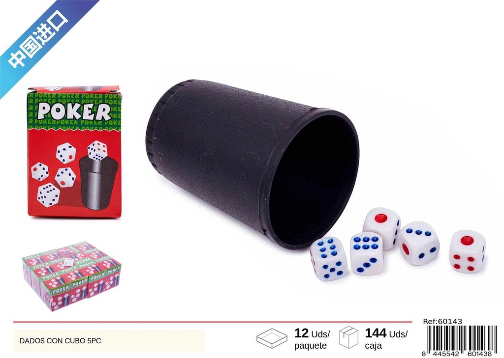 Dados con cubo 5 piezas - Juegos de mesa y entretenimiento
