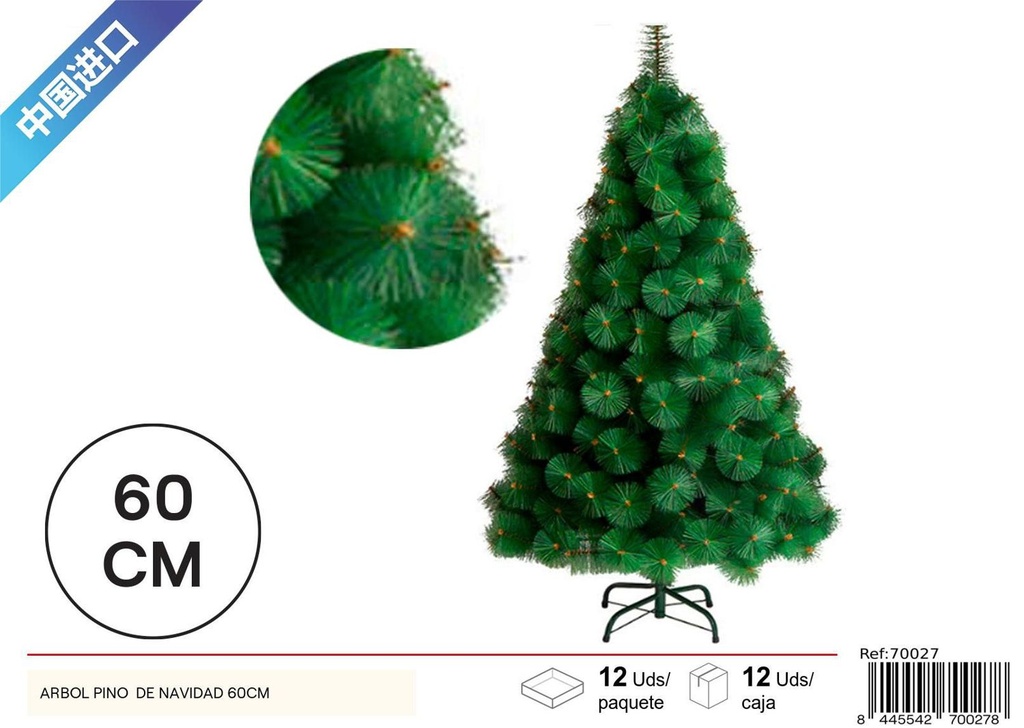 Árbol de Navidad 60cm verde para decoración festiva