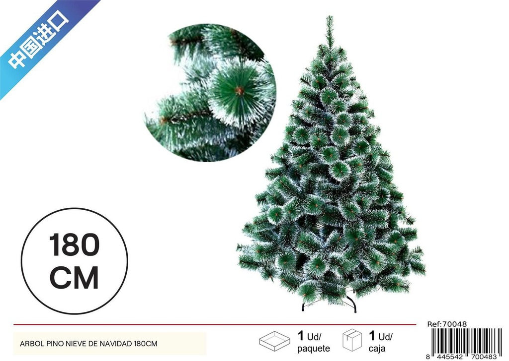 Árbol de Navidad con nieve 180cm para decoración navideña