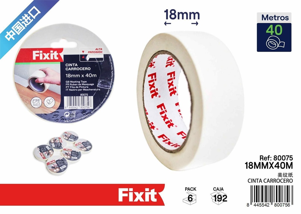 Cinta de carrocero 18mm*40m - Suministros de pintura