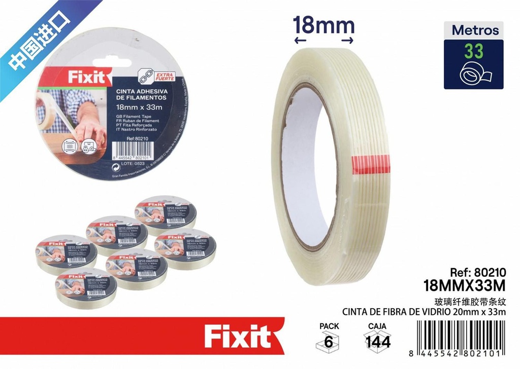 Cinta de fibra de vidrio de 18mm*33m - Cintas de embalaje y arreglos