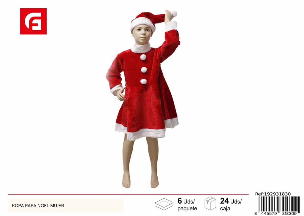 Ropa de Papá Noel para mujer para disfraces navideños